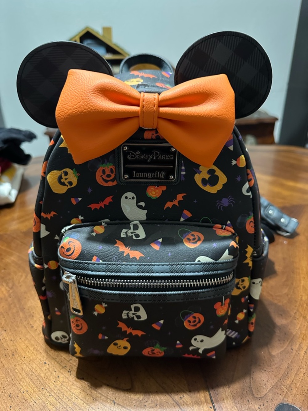 Loungefly Halloween Minnie Ears Mini Backpack in Orange & Black